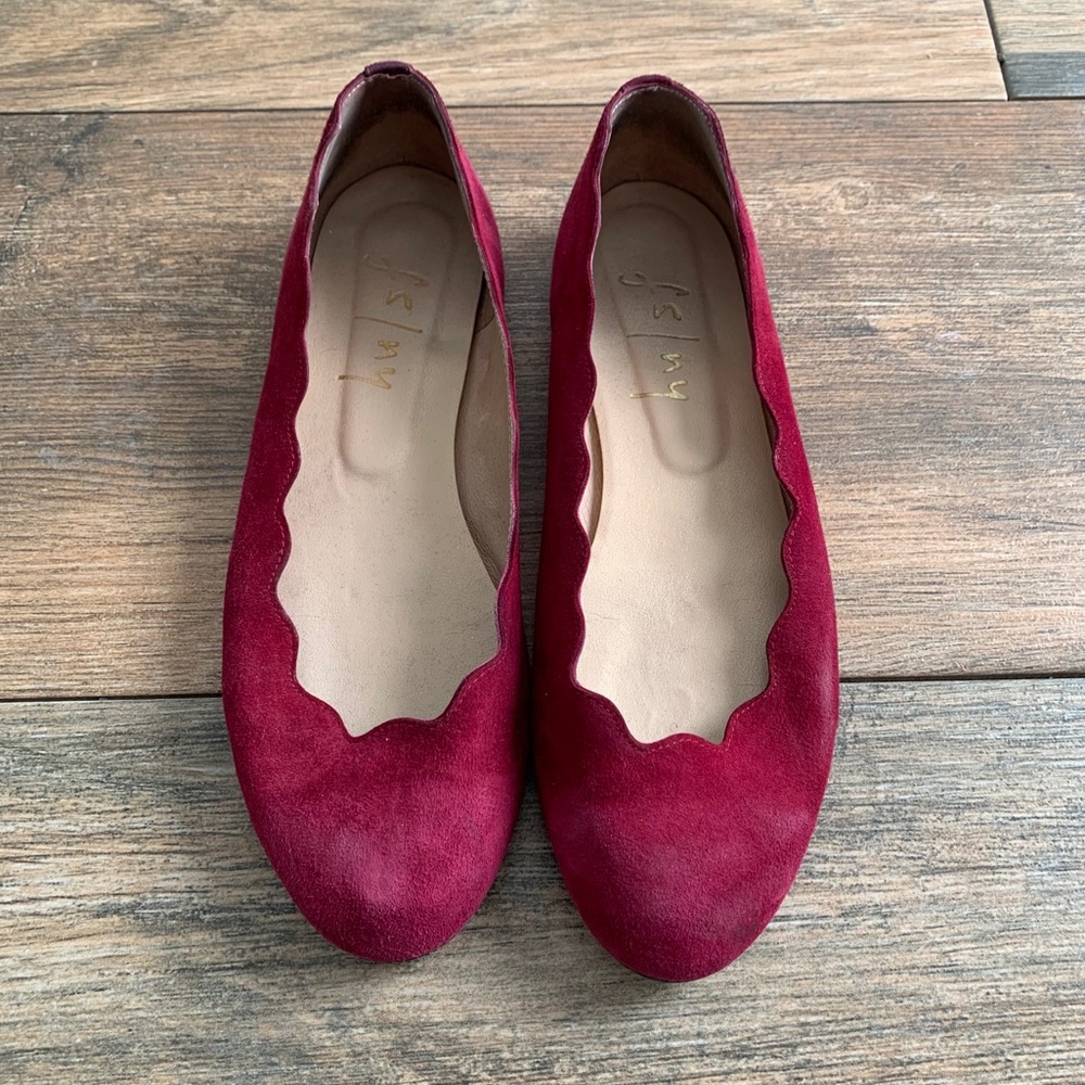 French Sole New York Jigsaw Scalloped Suede Flats